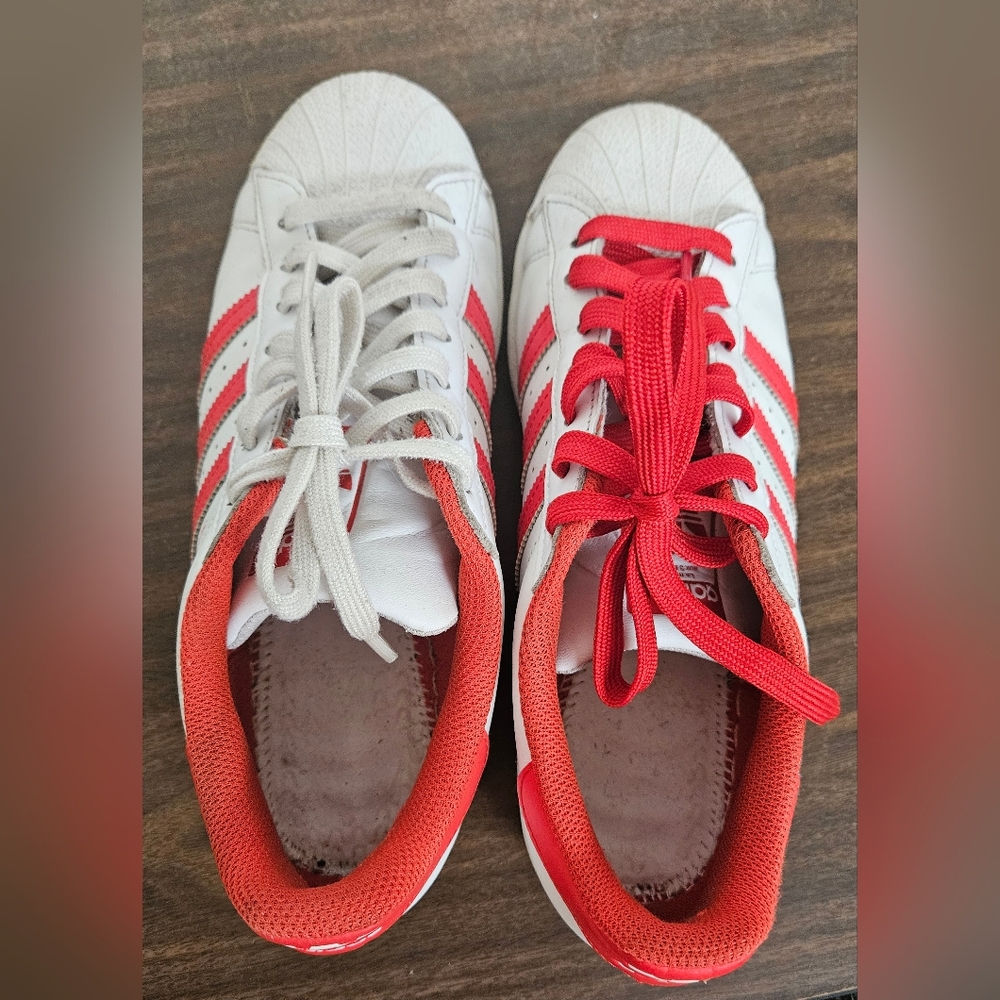 Adidas Red and White Sneakers Unisec